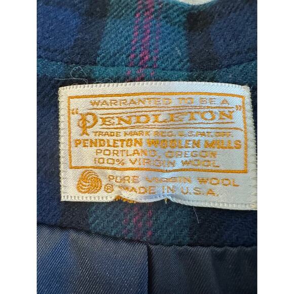 Vintage Pendleton Watch Plaid Green Blue Wool Blazer 2 Button Womens 12 Academia - Picture 6 of 8